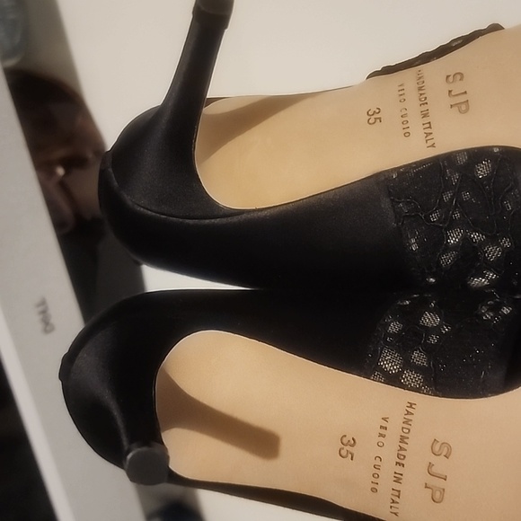 SJP BY SARAH JESSICA PARKER BLACK SATIN PUMP SIZE 35 - Picture 6 of 7